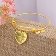 thumbnail image 4 of FORTUNATE WOMEN ARE BORN IN DECEMBER PERSONALIZE LUXURY BANGLE WITH CHARM HEART GOLD - Heart Bangle Bracelet - Silver/Gold color, Personalized Engraving Option, 4 of 5