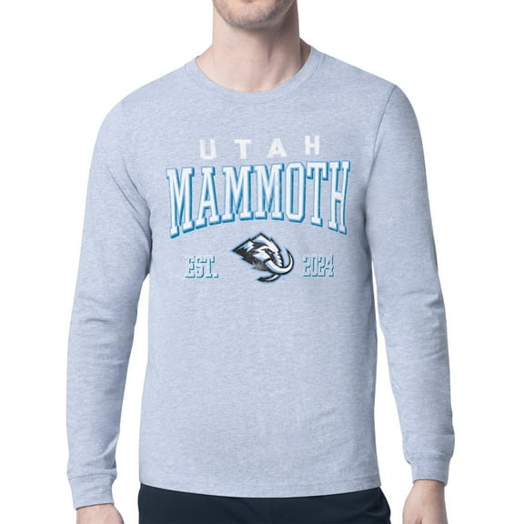 Men's Starter  Heather Gray Utah Mammoth Retro Graphic Long Sleeve T-Shirt