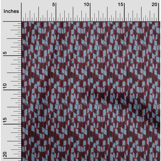 oneOone Cotton Silk Fabric Parallelogram Geometric Printed Craft Fabric BTY 42 Inch Wide