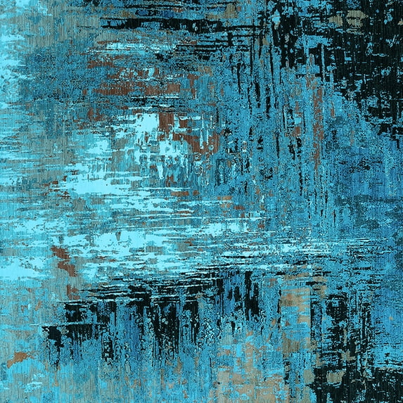 Ahgly Company Indoor Square Oriental Light Blue Industrial Area Rugs, 7' Square