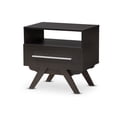 thumbnail image 2 of Baxton Studio Ashfield Mid-Century Modern Espresso Brown Finished Wood Nightstand, 2 of 8