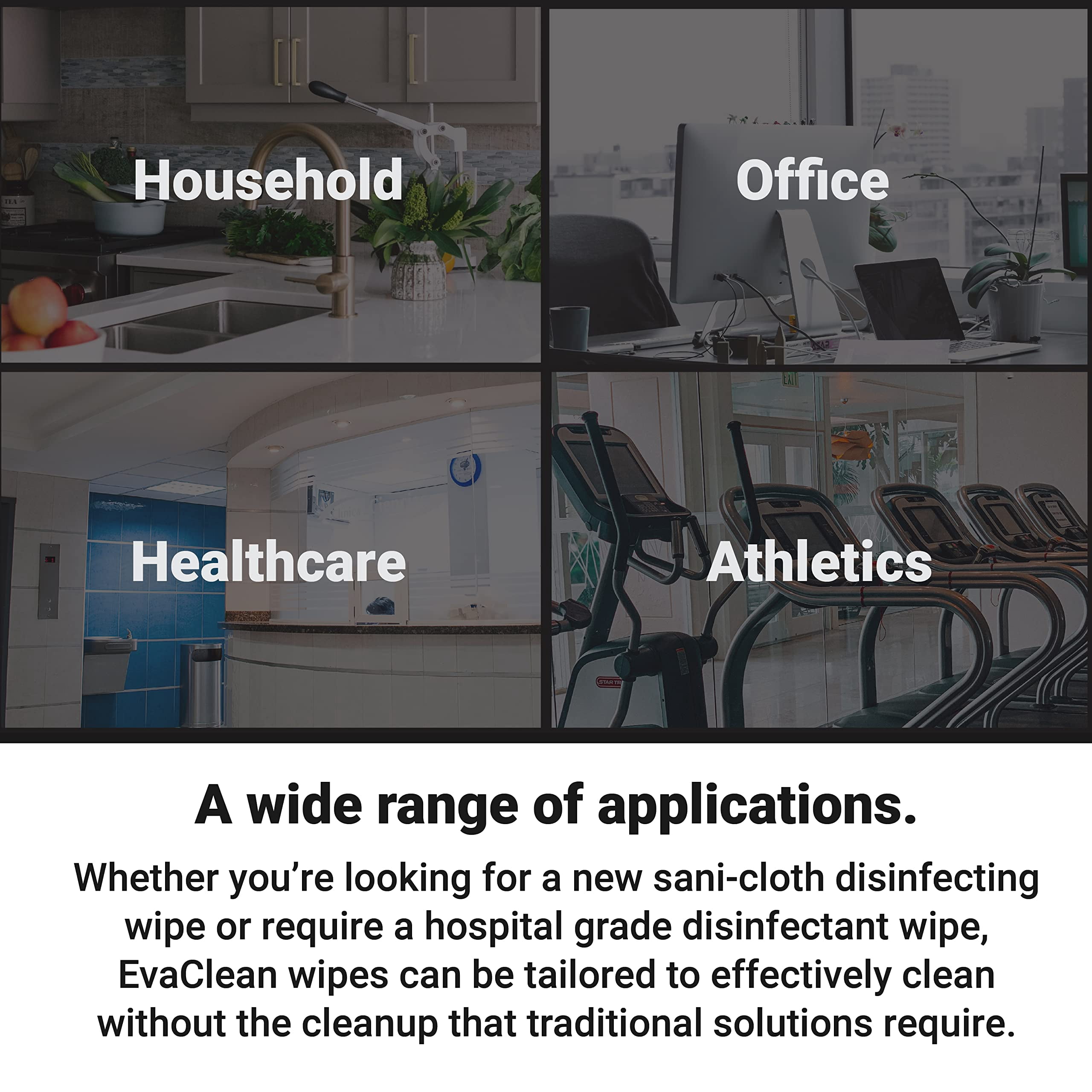 EvaClean Disposable Dry Surface Wipes - Pack of Eight 160-Count Rolls - 1,280 Dry 6.5” x 6” Wipes for Multi-Surface & Hand Cleaning