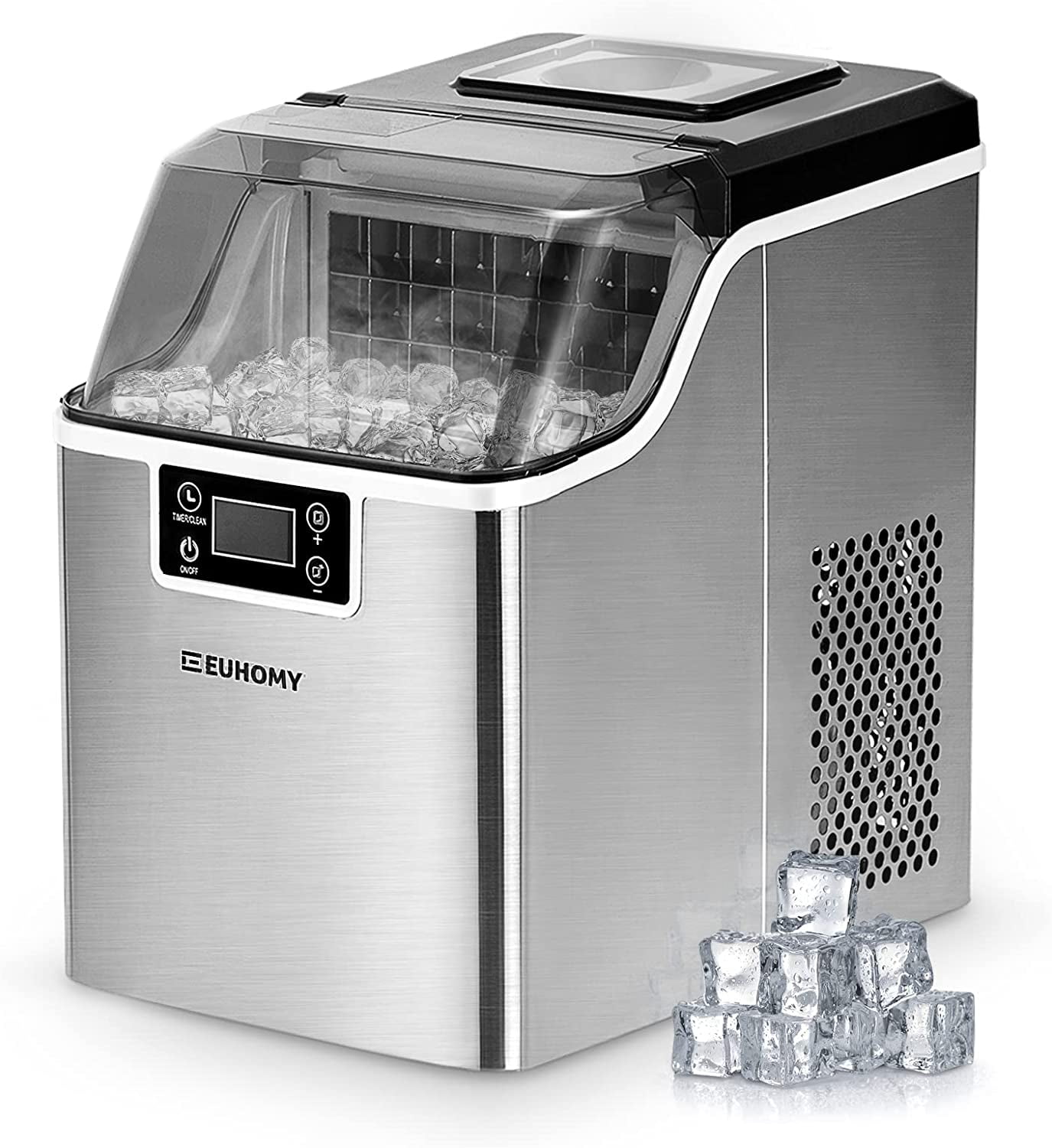 Euhomy 45lbs/24H Countertop Ice Maker, 24 Pcs Ice Cubes Ready in 13 Mins, SelfCleaning & 2 Way