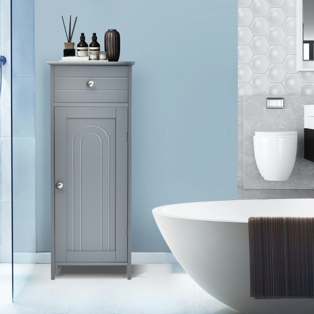 Kadyn Bathroom Cabinet, Bathroom Floor Cabinet, Wooden Storage Free-Standing Floor Cabinet with Drawer and Shelf-Gray