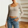 thumbnail image 2 of Cropped Sweater Sevevn Women Fashionable Round Neck Solid Color Long-Sleeved Sweater Top, 2 of 4