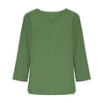 thumbnail image 2 of Women's 3/4 Sleeve Tops V Neck Loose Fit T Shirts Solid Color Casual Spring Summer Base Comfy Tees (XL, Green), 2 of 7