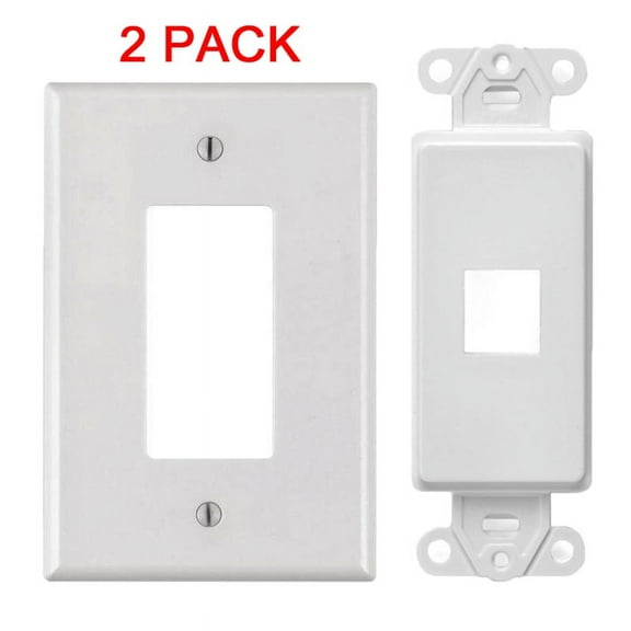 White 1 Port Decora Keystone Snap-in Jack Modular Wall Insert Cover Plate (2/pk)