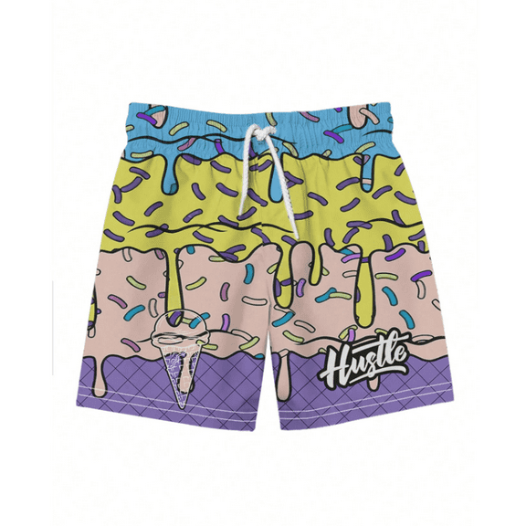 Fashion Ice Cream Shorts Beach Shorts with Pocket Casual Shorts for Men Women