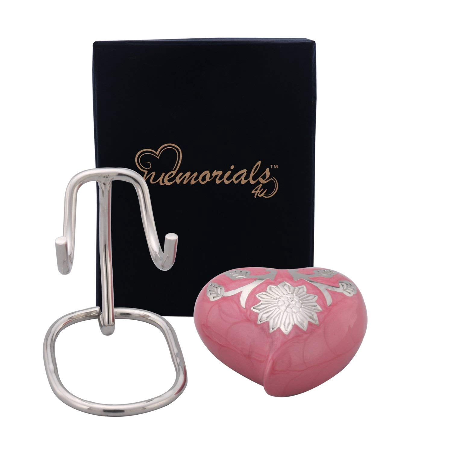 Pink Sunflower Heart Keepsake Urn - Solid Brass Pink Heart Urn - Sunflower Heart Keepsake Urn