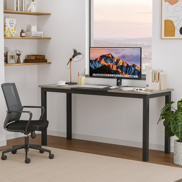 AKDSteel Computer Desk, Large Home Office Desk With Black Metal Frame, Modern Simple Style