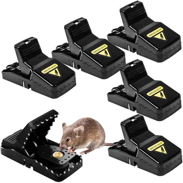 Trampa para ratones, trampas reutilizables de exterminio instantáneo, trampas de resorte, trampa para ratones higiénica y eficaz con bandeja de cebo extraíble, exterminador de ratas de alta