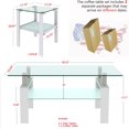 Glass Coffee Room Mordern 2 Layer Sofa Center Tables with Rectangle
