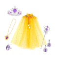 thumbnail image 2 of Disfraz de princesa para niña, capa, corona, collar, pendientes, anillos, juego de 7 piezas Amarillo, 2 of 9