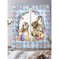 thumbnail image 3 of Easter Bunny Sheer Curtains 84 Inch Length 2 Panels Set Window Treatments, Spring Easter Eggs Chick Floral Blue Check Rod Pocket Semi Curtains for Living Room/Bedroom/Kitchen Décor, 104"W x 84"L, 3 of 7