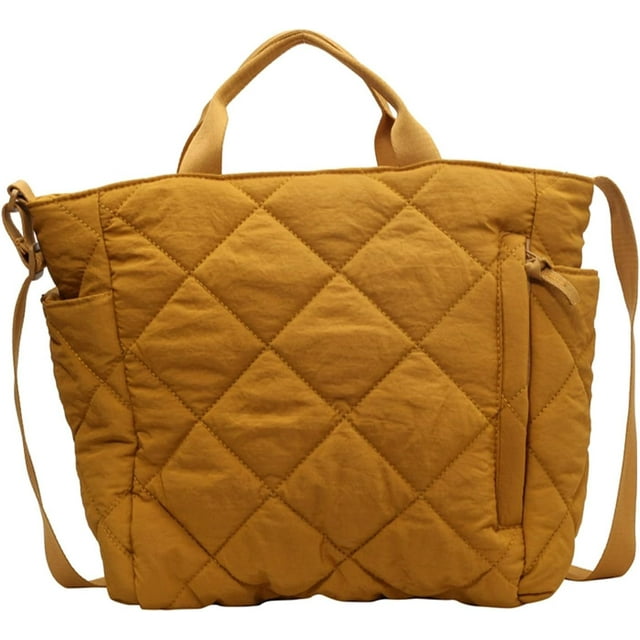 LHSHID Quilted Tote Bag Soft Trendy Puffer Tote Bag Light Winter Down Padding Designer Crossbody Bag Shoulder Handbags
