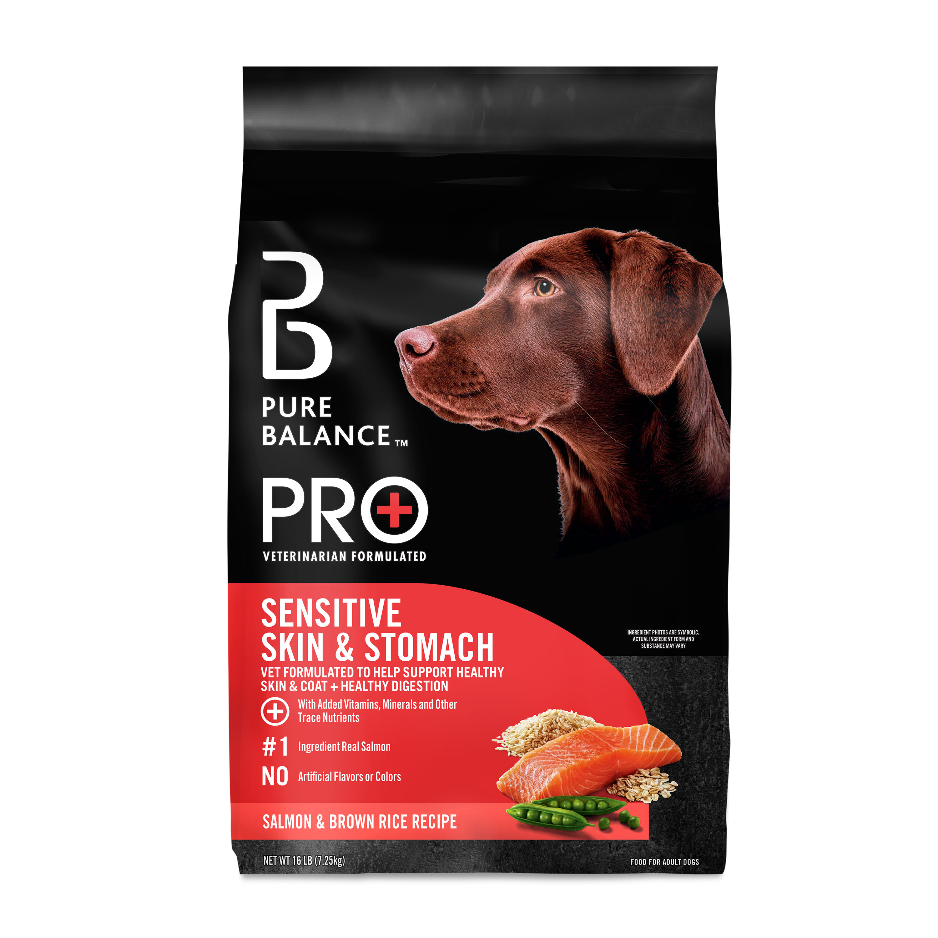 Pure Balance Pro+Sensitive Skin and Stomach Salmon & Rice Recipe Dry Dog Food, 16 lb