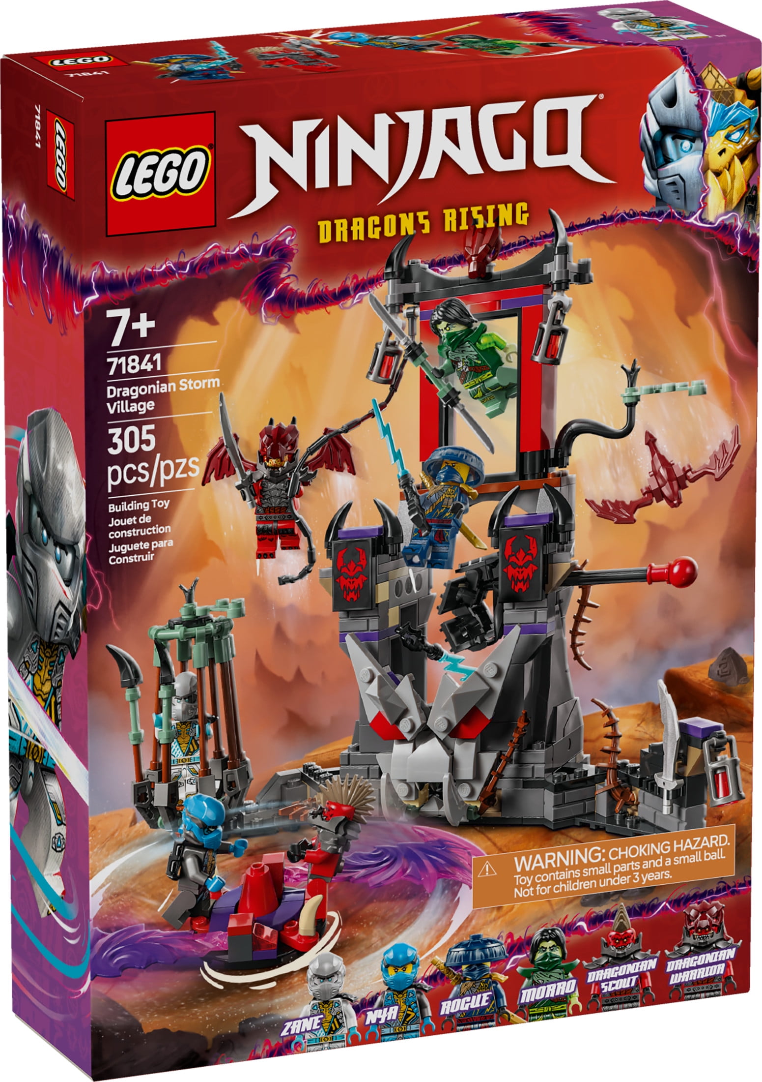 LEGO NINJAGO Dragonian Storm Village Toy Building Set - Pretend Play Playset for Kids, Boys and Girls, Ages 7+ - Spinner Toy with 6 Ninja Toy Minifigures - Gift Idea for Birthdays - 71841