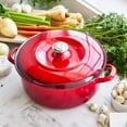thumbnail image 2 of Merten & Storck 7QT Dutch Oven with Lid, Lightweight Enameled Iron, Oven Safe, Metal Utensil Safe, Red, 2 of 9