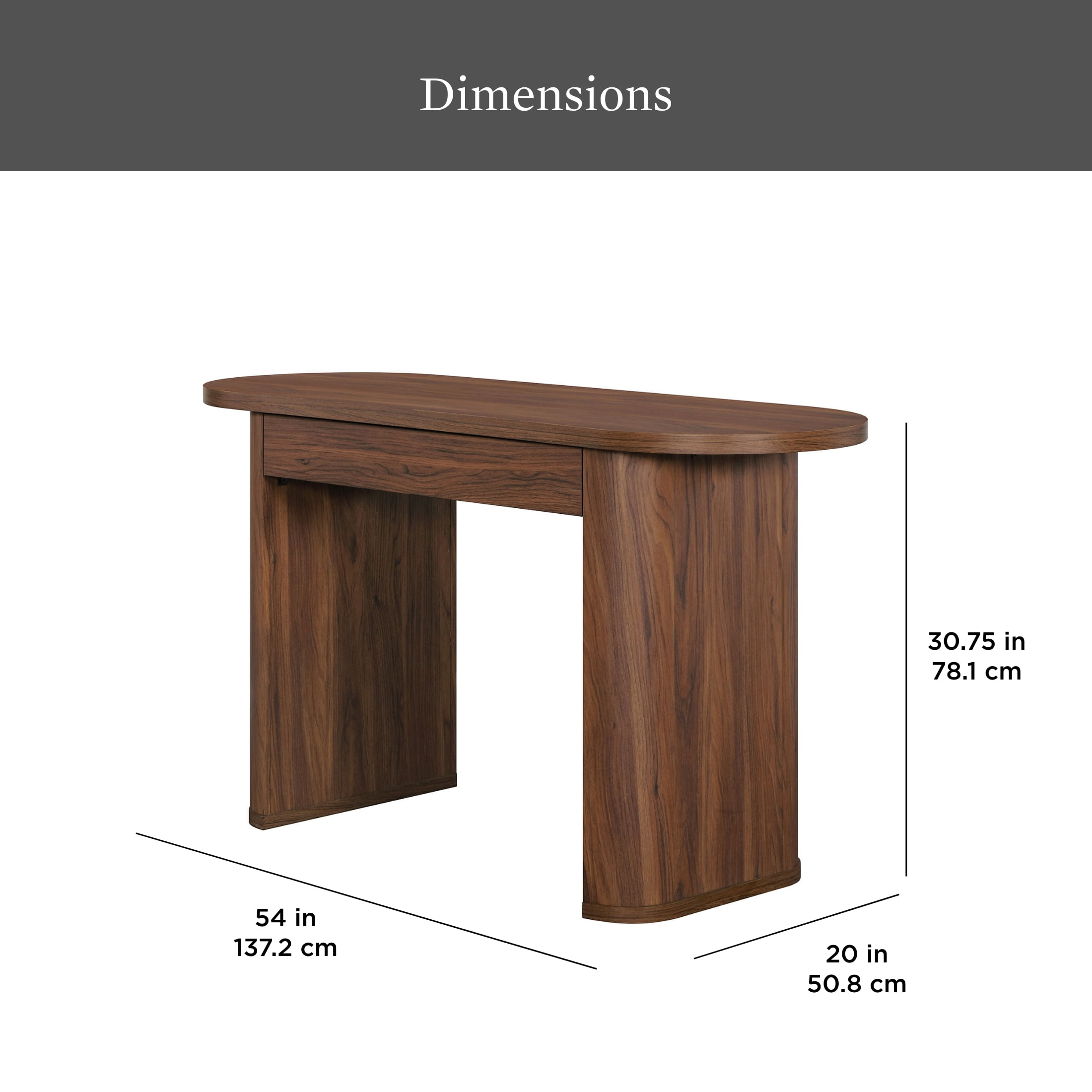 Better Homes & Gardens Juliet Oval Writing Desk, Walnut Finish
