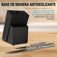 thumbnail image 3 of Cuchillos de Cocina de Acero Inoxidable (15 Pz) con Base de Madera Malubero Negro, Plateado, 3 of 5