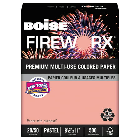 Boise FIREWORX Colored Paper, 20lb, 8-1/2 x 11, Jammin' Salmon, 500 Sheets/Ream