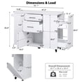 thumbnail image 3 of 50.7" Kitchen Island with Tilt Trash Can Cabinet and Pull Out Cabinet Organizer, Rolling Kitchen Island on 5 Wheels with Drop Leaf, 2 Drawers, 1 Door, Towel Rack for Kitchen, Dining Room, White, 3 of 10