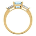 thumbnail image 4 of 1.62 ct Square Emerald Cut Natural Aquamarine 3 Stone 14K Yellow Gold Womens Engagement Ring, 4 of 5