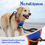 rabbitgoo Dog Harness, No-Pull Pet Harness with 2 Leash Clips, Adjustable Soft Padded Dog Vest, Reflective Outdoor Pet Oxford Vest with Easy Control Handle for Large Dogs, Blue & Orange