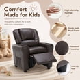 thumbnail image 6 of Snugway Kids Recliner Chair, Faux Leather Toddler Armchair with 2 Cup Holders & Side Pocket, Brown, 90lbs Capacity for 1+ Years Old, 6 of 10