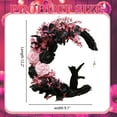 thumbnail image 7 of Halloween Wreaths For Front Door, Flower Moon Cat Halloween Home Decoration, Halloween Family Gathering Decoration Wreath，Outdoor, Wall, Closet, Fence, Wreath Halloween (Pink roses), 7 of 7