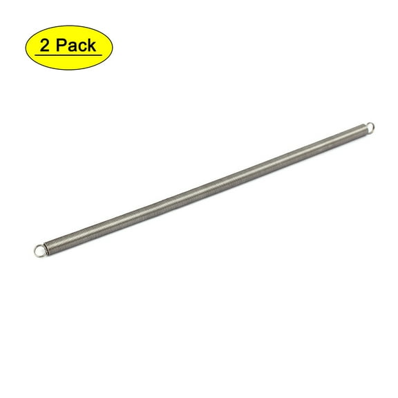 1mmx10mmx300mm 304 Stainless Steel Tension Springs Silver Tone 2Pcs