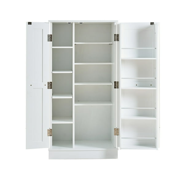 Youmumeub 47" Freestanding Storage Cabinet with Doors, Modern White Cupboard with Adjustable Shelves and Door Storage for Craft Room or Bathroom