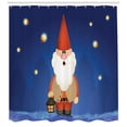 thumbnail image 3 of Ambesonne Gnome Shower Curtain, Elf at Night with Cartoon, 69"Wx84"L, Navy Blue and Scarlet, 3 of 3