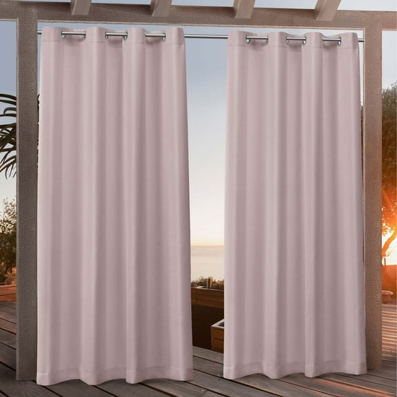 Nicole Miller Canvas Indoor/Outdoor Grommet Top Curtain Panel Pair, 54"x96", Blush