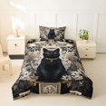 thumbnail image 2 of Homewish Skull Black Cat Twin Duvet Cover,Vintage Flowers Twin Bedding,Cream Black,Halloween Comforter Cover,Black Reversible,2pcs,1 Duvet Cover and 1 Pillowcase, 2 of 6