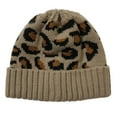thumbnail image 3 of Herrnalise Women Casual Leopard Stitching Outdoor Plush Hats Crochet Knit Beanie Cap, 3 of 4