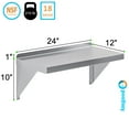 thumbnail image 3 of AmGood 12" Width x 24" Length | Stainless Steel Wall Shelf | Square Edge | Metal Shelving | Heavy Duty | Commercial Grade | Wall Mount | NSF Certified, 3 of 7