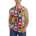 thumbnail image 3 of Uemuo Colorful Bulldog Pattern Men's Sleeveless T-Shirt,Muscle Athletic Tank Top, Moisture-wicking Quick-dry Breathable Classic Tee Top for Gym Run Outdoor Sports-XX-Large, 3 of 8