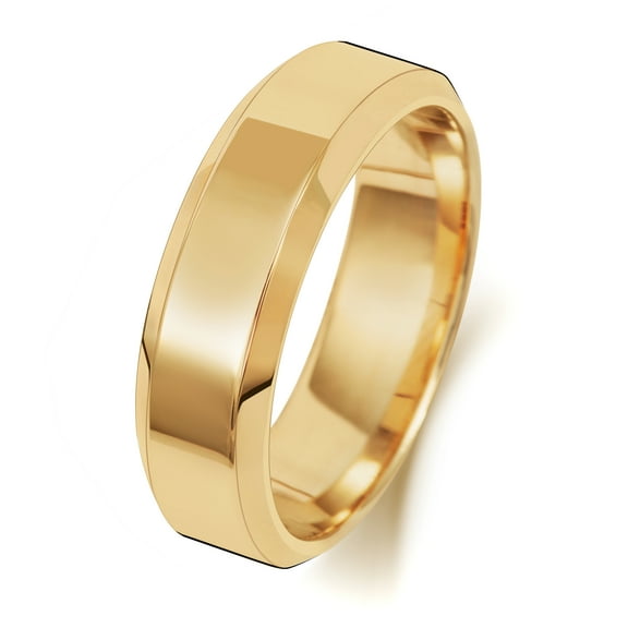 Heavy 9k Gold 6mm Bevelled Court Comfort Men/Women Wedding Band/Ring