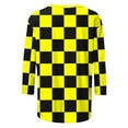 thumbnail image 5 of Trendy 3/4 Length Sleeve Tops for Women Graphic Plaid Print Crewneck Base Tee Fall Spring Summer Tshirts (XL, Yellow), 5 of 6