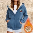 thumbnail image 3 of qucoqpe Womens Christmas Sweatshirts Jackets Fleece-Lined Warm Long Sleeve Hoodies Trendy Holiday Outerwear Coat, 3 of 6