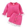 

A World without Clothes Kids Baby Girls Long Sleeve Pattern Sweatshirt Pullover Tops Patchwork Lace Skirt Set 2PCS Preemie Tee Shirts