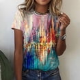 thumbnail image 2 of QLEICOM Womens Summer Tops Oversized T-shirts Floral Print Crewneck Printed Short Sleeve Casual Loose Tunic Tank Tops Women Shirts Blouses Multicolor S, 2 of 5