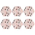 thumbnail image 2 of Fuzoiu White And Black Rabbit Print Leather Coasters Set,Drink Coasters Set of 6,for Tabletop Protection, Durable PVC Coasters,Home Décor and Housewarming Gift,Hexagon, 2 of 7