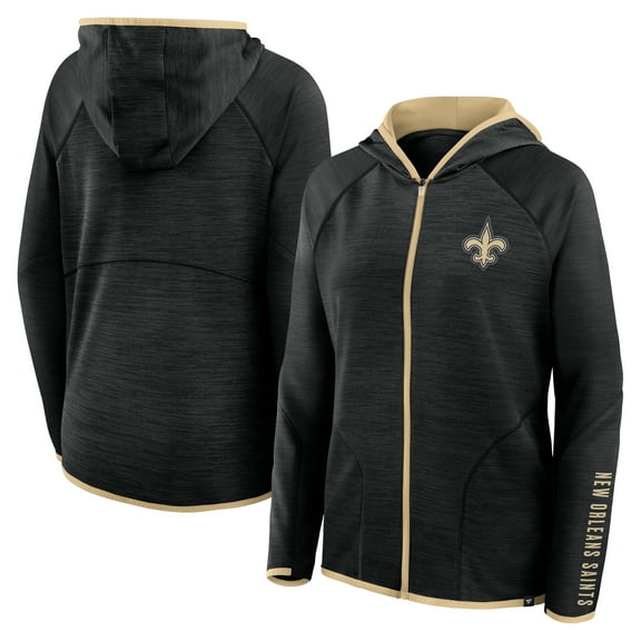 Women's Fanatics Black New Orleans Saints Redzone End Around Pass Raglan Full-Zip Hoodie