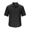thumbnail image 7 of YLSDY Mens Summer Shirts Casual Short Sleeve Striped Lapel Button Down Blouse Trendy Business Work Shirt Tops Black XXXXL, 7 of 7