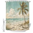 thumbnail image 2 of Vintage Tropical Beach Shower Curtains for Bathroom, Summer Coastal Palm Tree Ocean Waterproof Fabric Shower Curtain, Decorative Bathroom Curtain for Bathtub, 36"x72" , No Hooks Included, 2 of 9