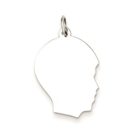 Boy Disc Flat back Polished Charm Pendant 23mmx17mm Sterling Silver