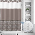 thumbnail image 2 of No Hook Shower Curtain, Boho Brown Flower Shower Curtains for Bathroom with See Through Top Window, Abstract Bohemia Pesley Floral Waterproof & Washable Bath Curtain 60"x72", 2 of 9