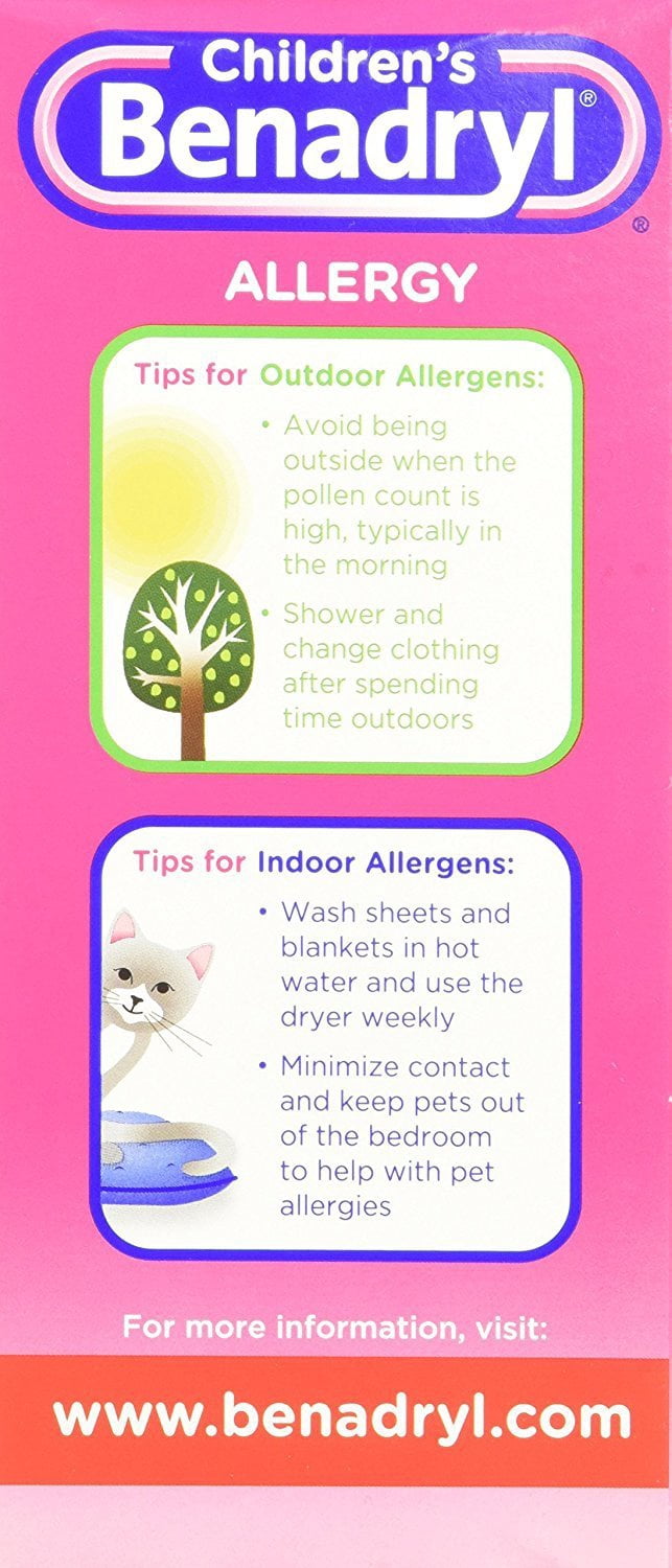 Children's Benadryl Antihistamine Allergy Cherry Alcohol-Free 8 oz, 2-Pack